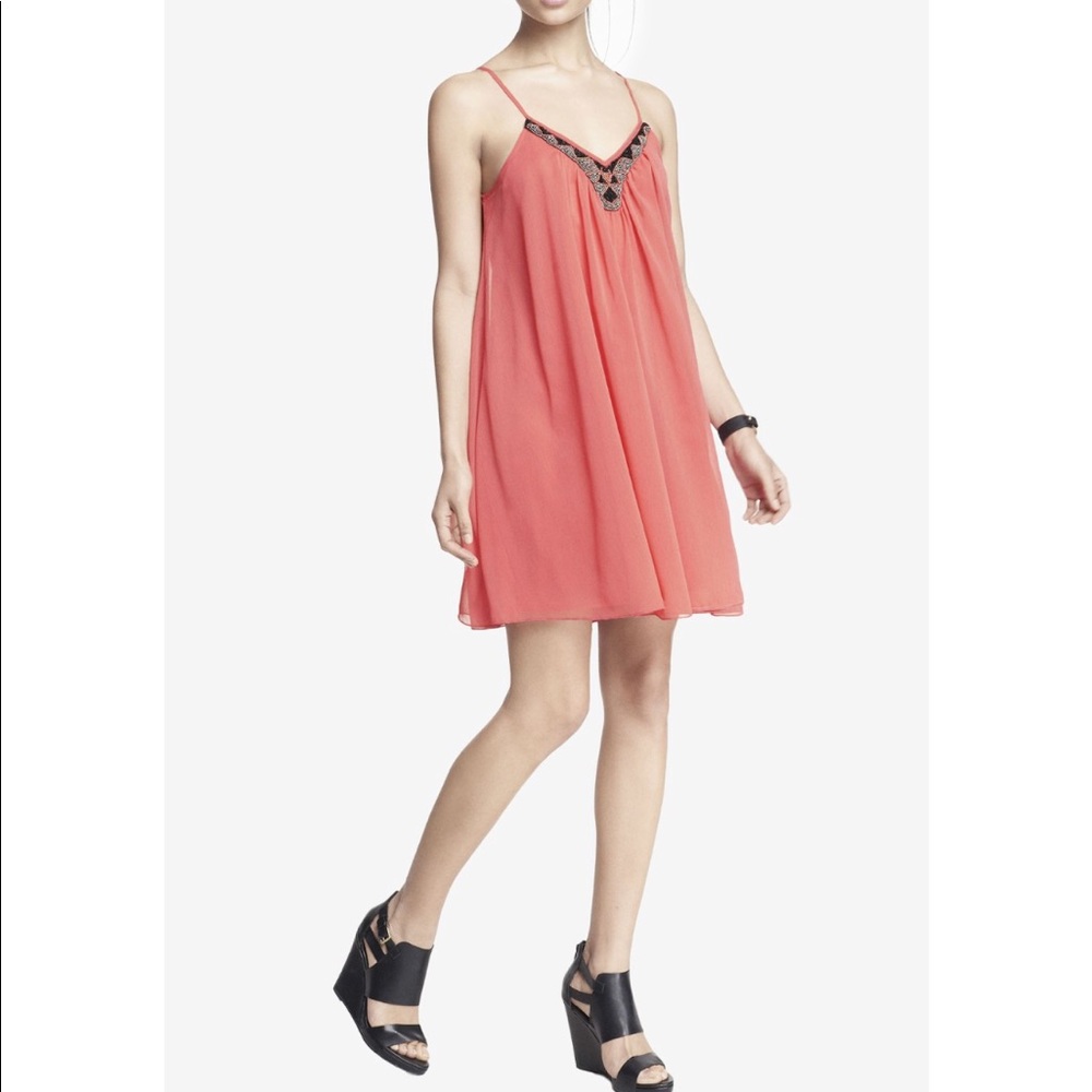 Beaded v-neck shift dress